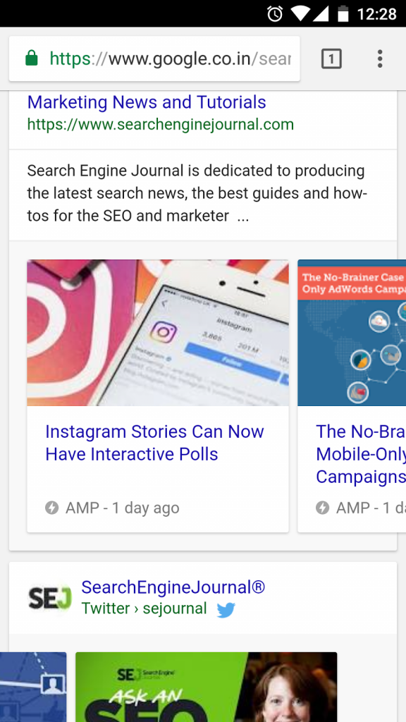 AMP results in SERP