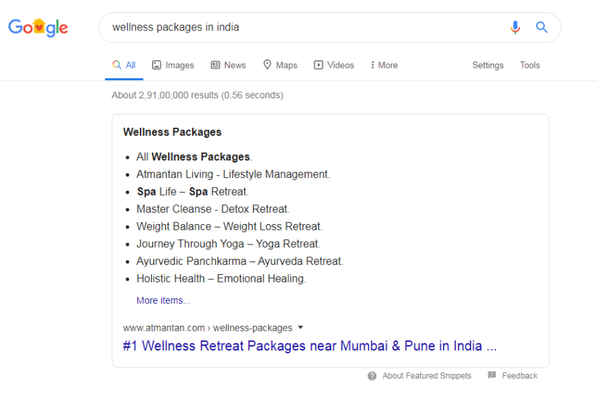 rank in featured snippet